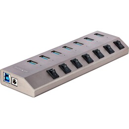 StarTech.com Hub USB-C Autoalimentato a 7 Porte con Interruttori Individuali On/Off - Multipresa USB 3.0 5Gbps per Notebook e PC