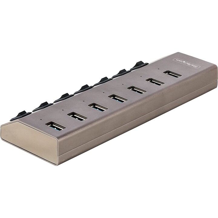 StarTech.com Hub USB-C Auto-Alimenté à 7 Ports avec Interrupteurs Marche/Arrêt Individuels, Hub d'Extension USB 3.0 (5 Gbps) ave