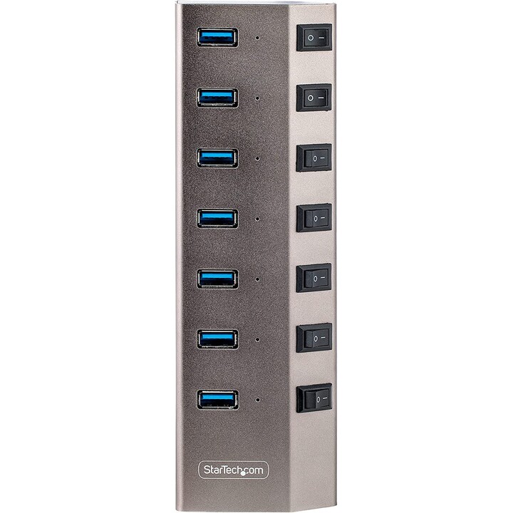 StarTech.com 7-Port selbstbetriebener USB C Hub mit Einzelschaltern pro Port, USB 3.0 (5Gbps) Hub mit Netzteil, Desktop-Laptop U