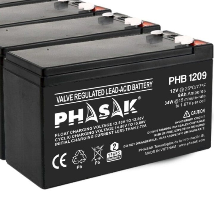 Phasak PHB 1209 battery compatible with SAI/UPS PHASAK according to specifications