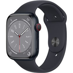Apple Watch Series 8 (GPS + Cellular) 45mm Midnight Aluminum Case, Midnight Sport Band
