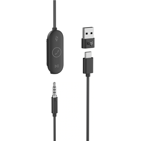 Fones de ouvido com fio Logitech Zone (fones de ouvido intra-auriculares com fio com cancelamento de ruído)