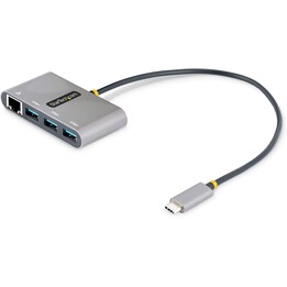 StarTech.com 3-Port USB-C Hub with Ethernet - 3x USB-A - Gigabit Ethernet - USB 3.0 5Gbps - Bus-Powered - 1ft/30cm Long USB Type