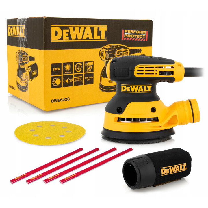 DeWALT DWE6423-QS Portable Sander Orbital Sander Black, Yellow 12000 OPM 280 W