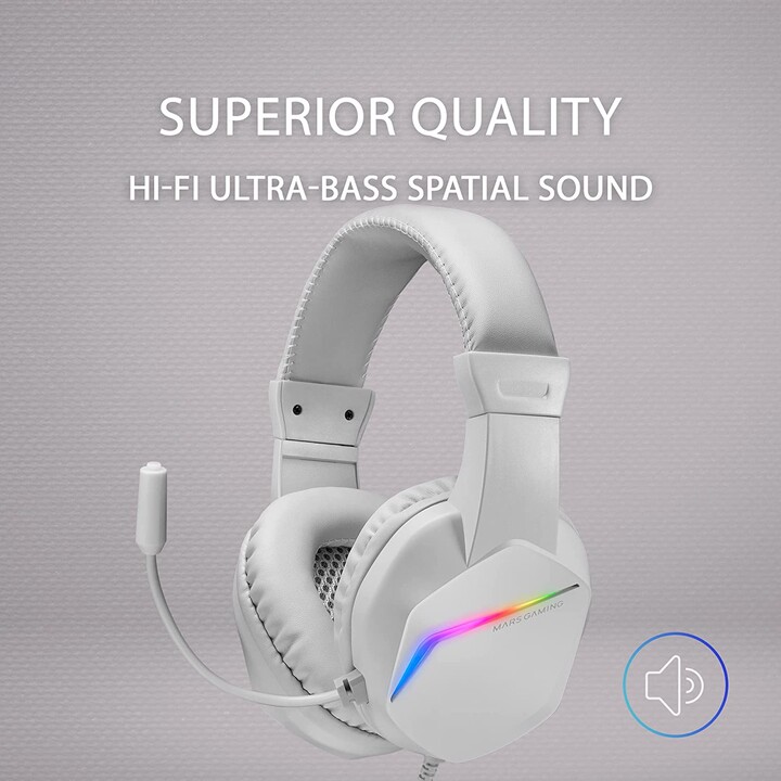 Cuffie da gioco con microfono Mars Gaming MH122/ Jack 3.5/ Bianco