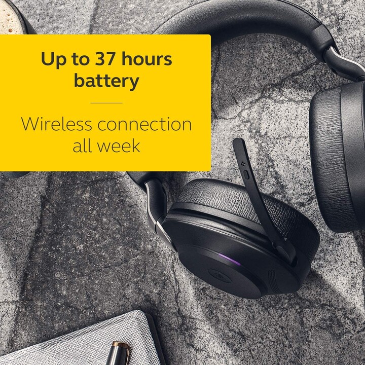 Casque stéréo Jabra Evolve2 85 MS (circumaural, Bluetooth, sans fil, suppression active du bruit)