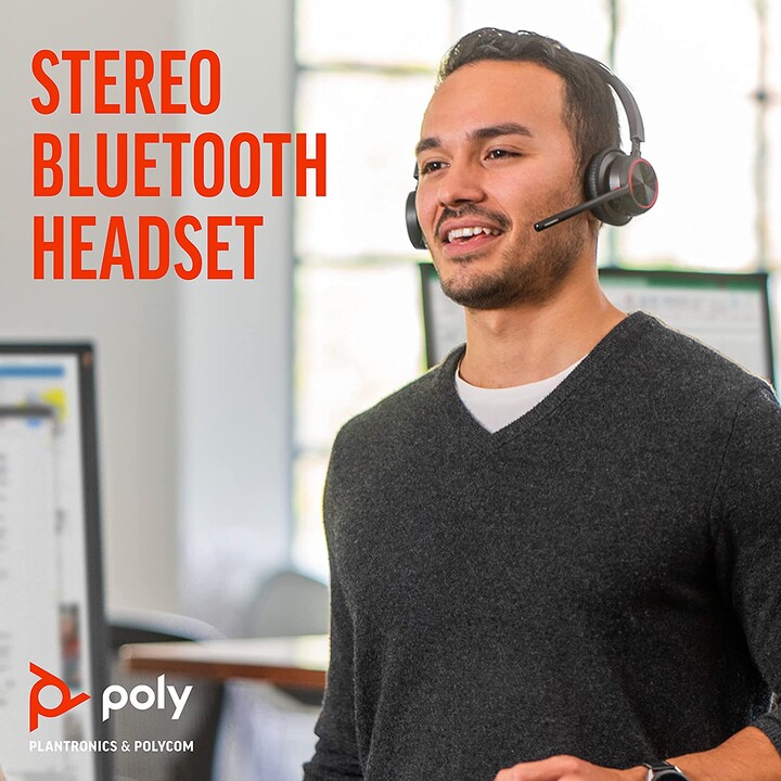 Poly Voyager 4300 UC Series 4320 Stereo Headset On-Ear (USB-A, Bluetooth, wireless, con stazione di ricarica, certificato Zoom)