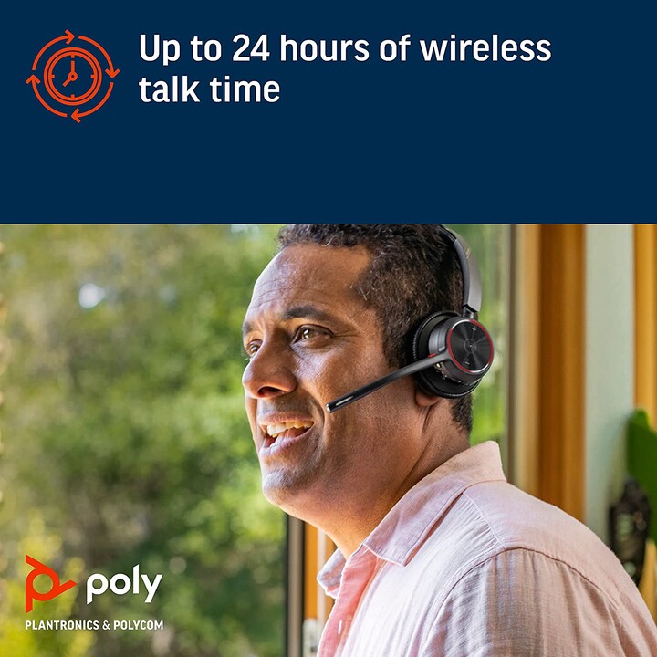 Poly Voyager 4300 UC Series 4320 Stereo Headset On-Ear (USB-A, Bluetooth, wireless, con stazione di ricarica, certificato Zoom)