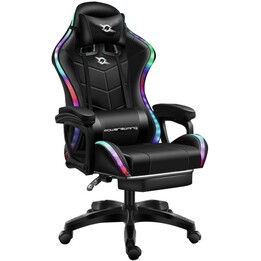 PowerGaming Silla Gaming LED RGB Negro con Reposapiés - Caja Desprecintada