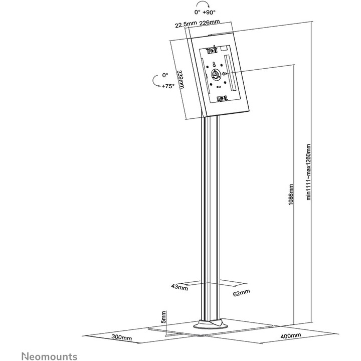 Neomounts FL15-650WH1 suporte de chão para tablet branco