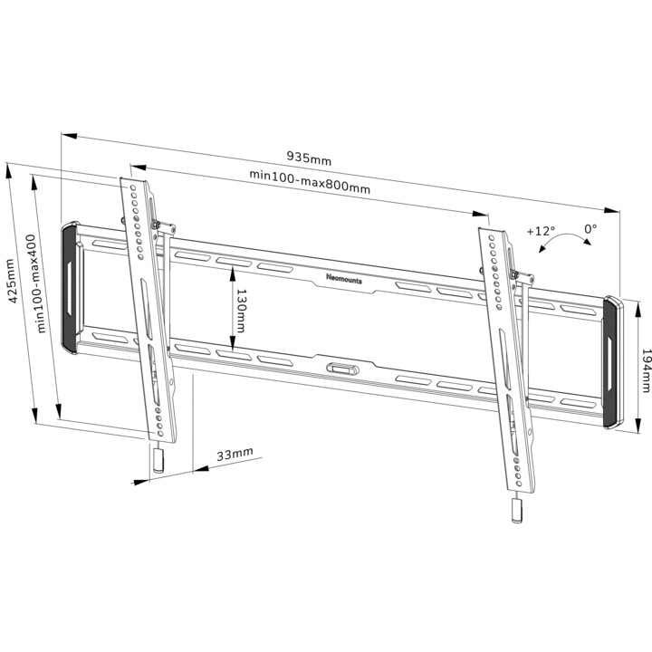 Neomounts LEVEL-550 WL35-550BL18 Soporte de pared para TV inclinable, 43-86 pulgadas, máx. 60 kg, negro