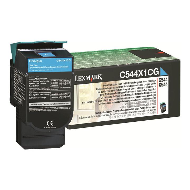 Tóner original Lexmark cian 4000 páginas (C544X1CG) para C544dn / dtw / dw / n, C546dtn, X544dn / dtn / n / dw, X546dtn, X548de
