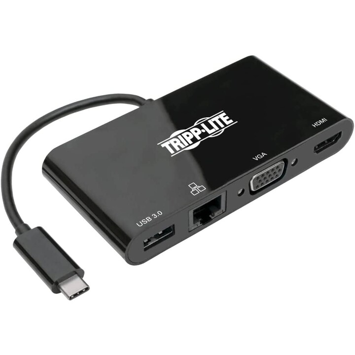 Eaton U444-06N-HV4GUB adaptador multiporta USB-C 4K HDMI VGA USB-A GbE HDCP preto