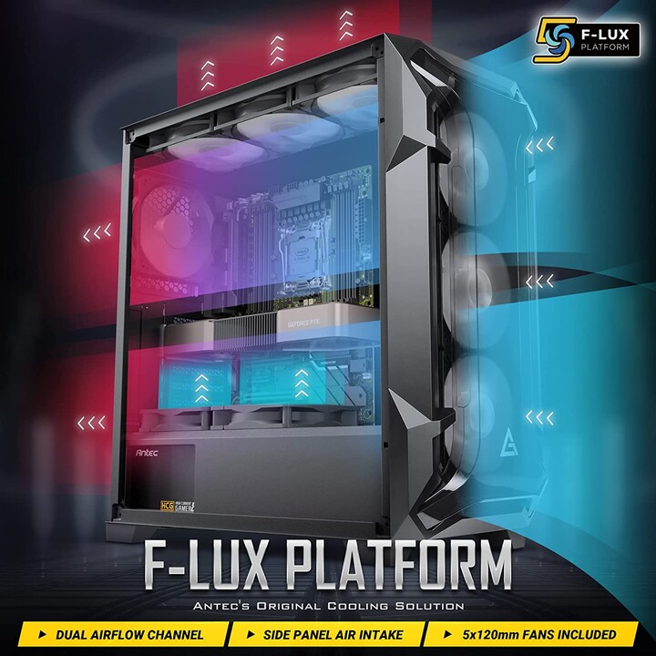 Antec DF600 FLUX Gaming Gehärtetes Glas – Gehäuse/Tower