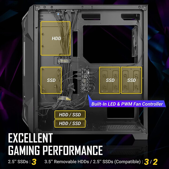 Antec DF600 FLUX Gaming Gehärtetes Glas – Gehäuse/Tower