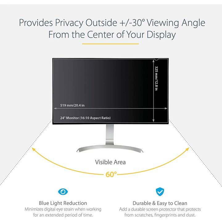 STARTECH.com PRIVACY-SCREEN-24MB Filtro de privacidade para monitor 24" transparente