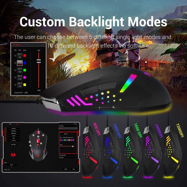 Redragon Centrophorus Gaming 7200 Dpi RGB Schwarz