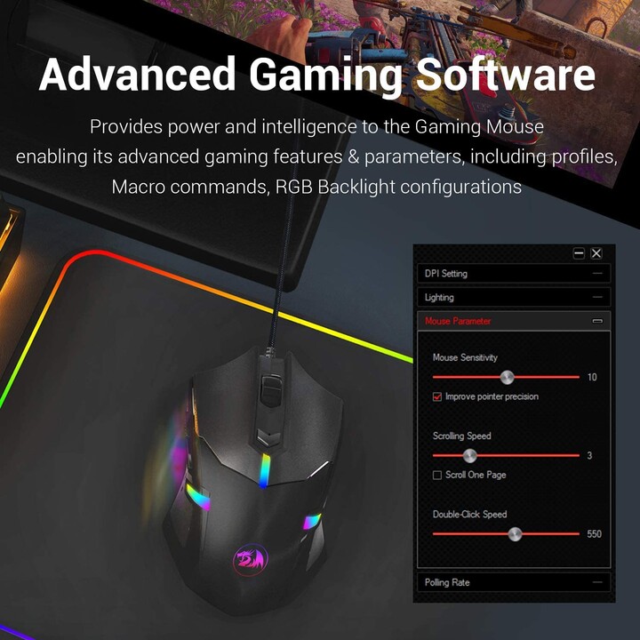 Redragon Centrophorus Gaming 7200 Dpi RGB Negro