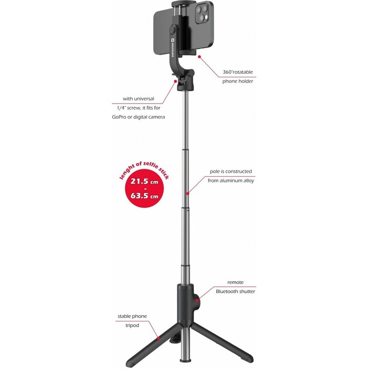 Tripé Pro de Alumínio para Selfie Stick Bluetooth