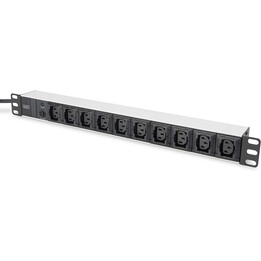 Digitus Bloc multiprises 19", 10 prises IEC C13, 1U, 250VAC, 50/60Hz, 10A, 2500W, Noir, Argent