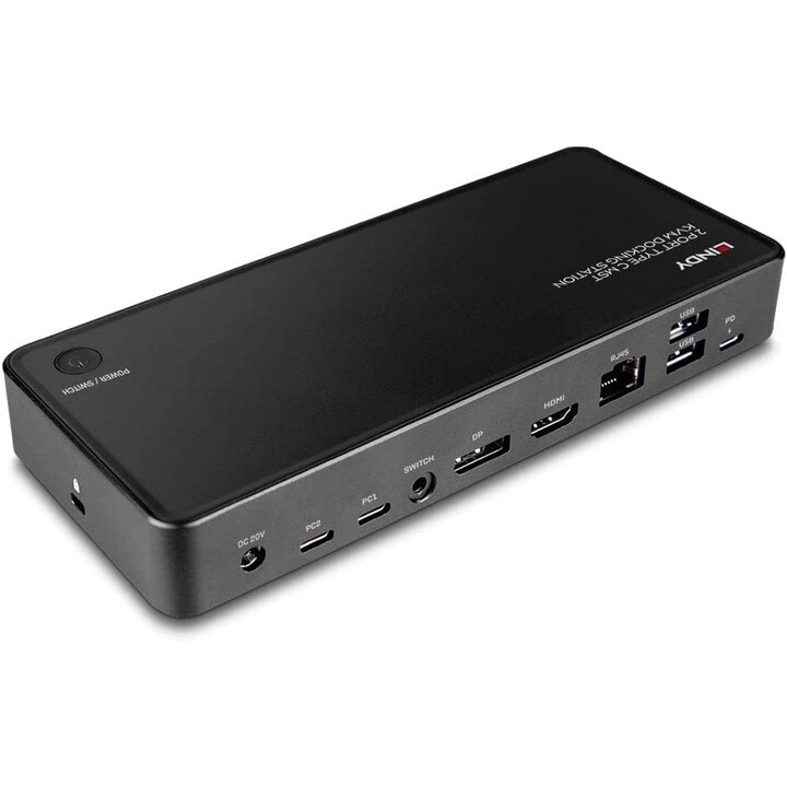 Lindy 43202 2-Port-Type-C-MST-KVM-Dockingstation, schwarz