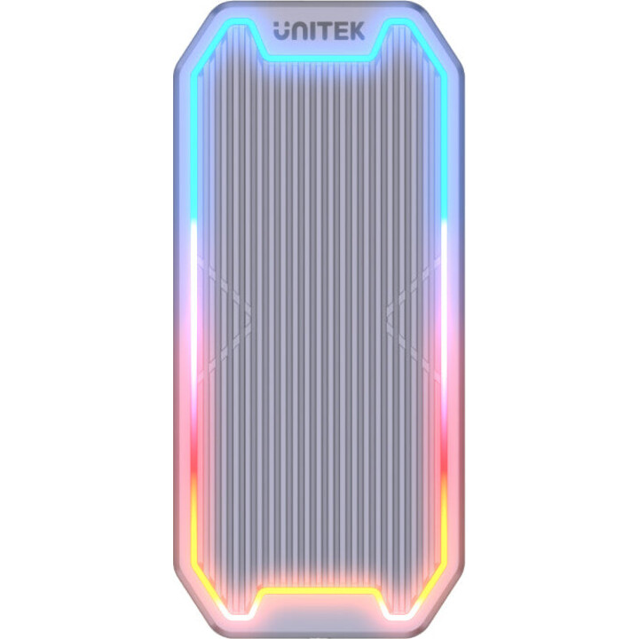 UNITEK ENCLOSURE USB-C M.2 SSD NVME/SATA, 10GB RGB