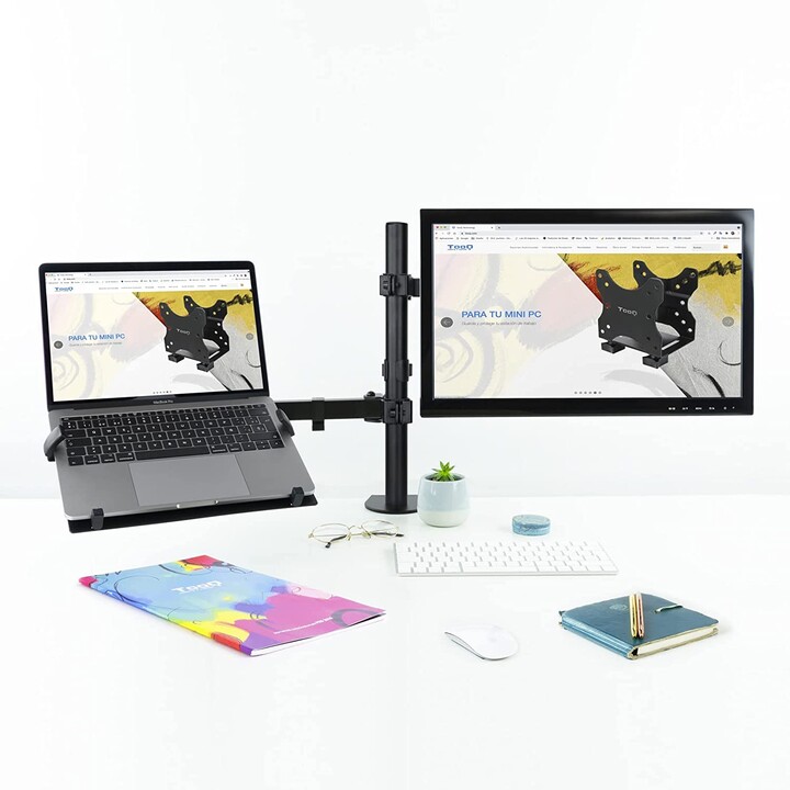 TooQ DB1200TN-B suporte de mesa para monitor e portátil preto