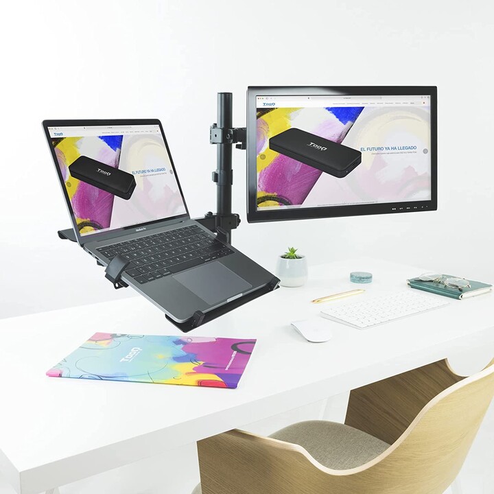 TooQ DB1200TN-B suporte de mesa para monitor e portátil preto