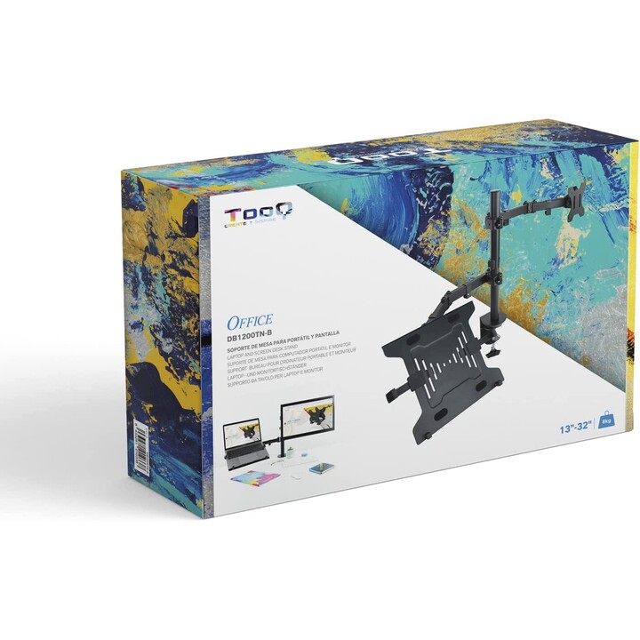 TooQ DB1200TN-B suporte de mesa para monitor e portátil preto