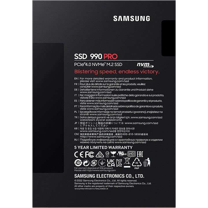 Samsung 990 Pro - 2 To (SSD interne, NVMe, M.2, MZ-V9P2T0BW)