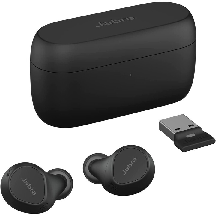 Jabra Auriculares internos Evolve2 Buds UC (Bluetooth, inalámbrico, USB-A, estuche de carga, almohadilla de carga inalámbrica)
