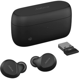 Jabra Evolve2 Buds MS Headset In-Ear (Bluetooth, sem fio, USB-A, estojo de carregamento, base de carregamento sem fio)