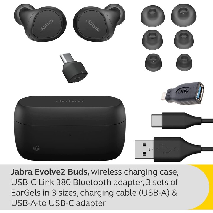 Jabra Evolve2 Buds MS Headset In-Ear (Bluetooth, kabellos, USB-A, Ladecase)