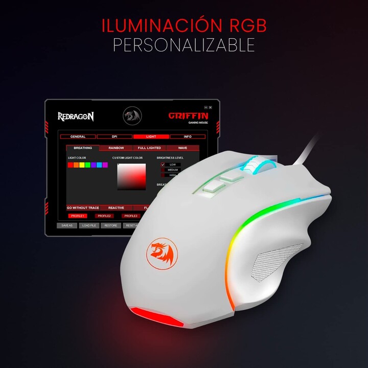 Redragon Griffin Gaming 7200 Dpi RGB Weiß