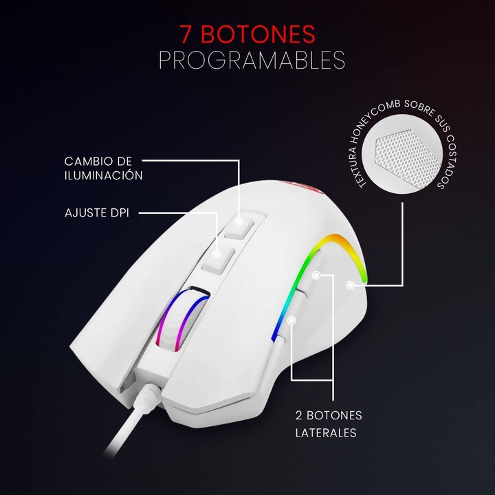 Redragon Griffin Gaming 7200 Dpi RGB Weiß