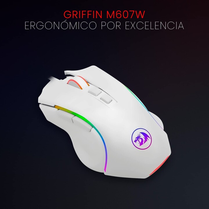 Redragon Griffin Gaming 7200 Dpi RGB Blanco
