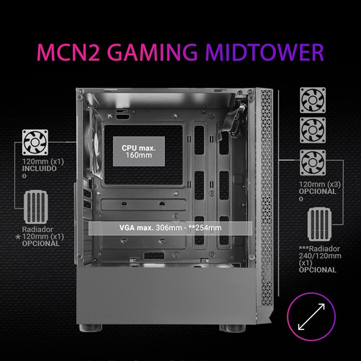 Custodia da gioco Mid-Tower Mars Gaming MCN2