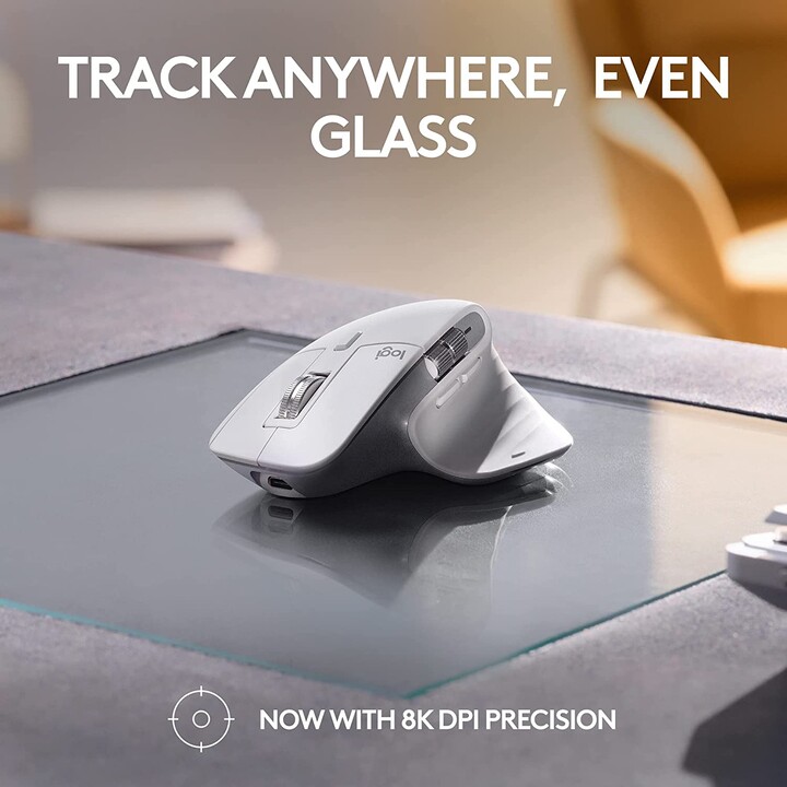 Logitech MX Master 3S Bluetooth Wireless Ergonomic Mouse For Mac/ Rechargeable Battery/ Up to 8000 DPI/ Pale Gray