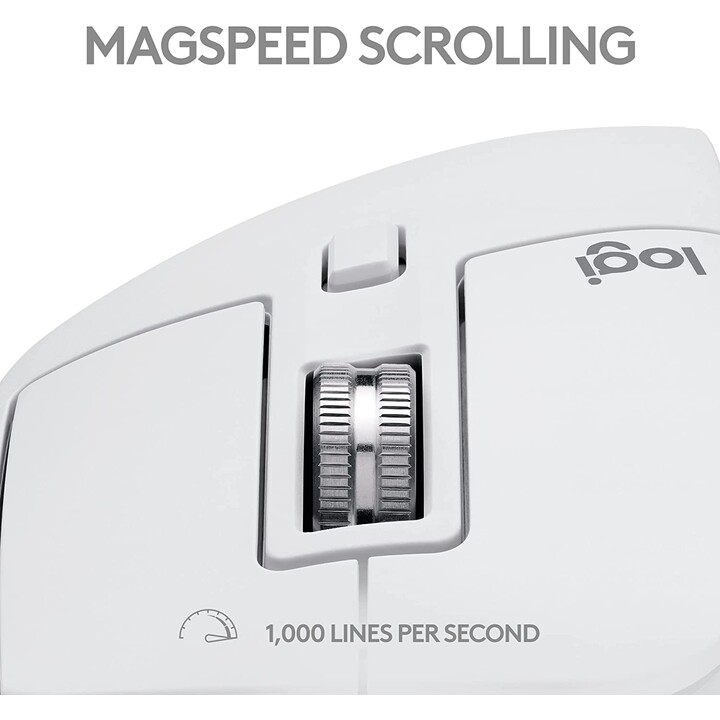Logitech MX Master 3S Bluetooth Wireless Mouse ergonômico para Mac/Bateria recarregável/Até 8000 DPI/Cinza pálido