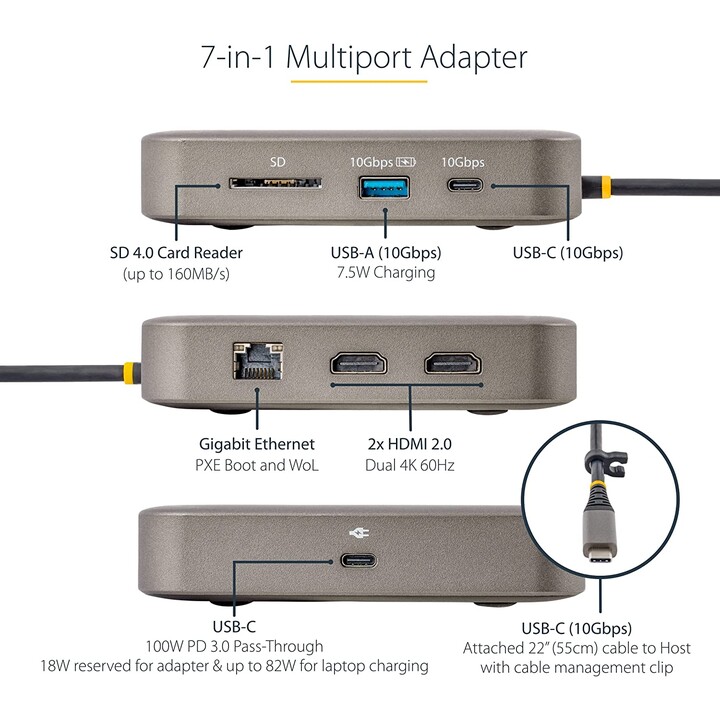 StarTech.com 102B-USBC-MULTIPORT adaptador multipuerto USB-C negro