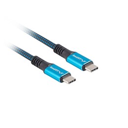 Lanberg CA-CMCM-45CU-0012-BK Cavo USB 0.12 m USB4 Gen 2x2 USB C Nero, Blu