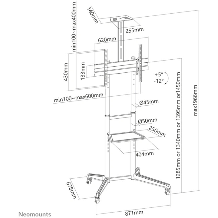 Neomounts FL50-550BL1 chariot TV noir