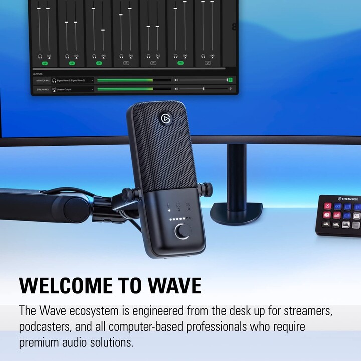 Elgato Wave 3 Negro Micrófono de superficie para mesa