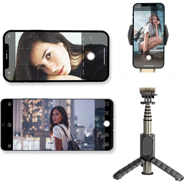 OEM Q09 Perche selfie avec stabilisateur Bluetooth 4.0 noir