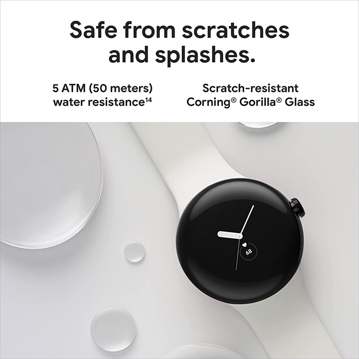 Montre Google Pixel Watch WiFi Boîtier Noir Mat 41 mm avec Bracelet Sport - Obsidienne