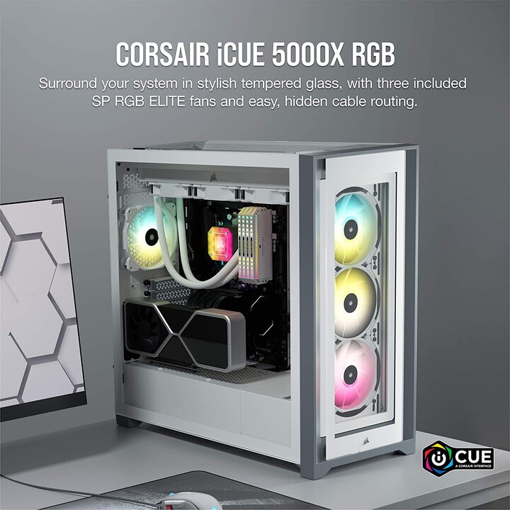 Corsair iCUE 5000X RGB Vetro temperato bianco - Case/Tower