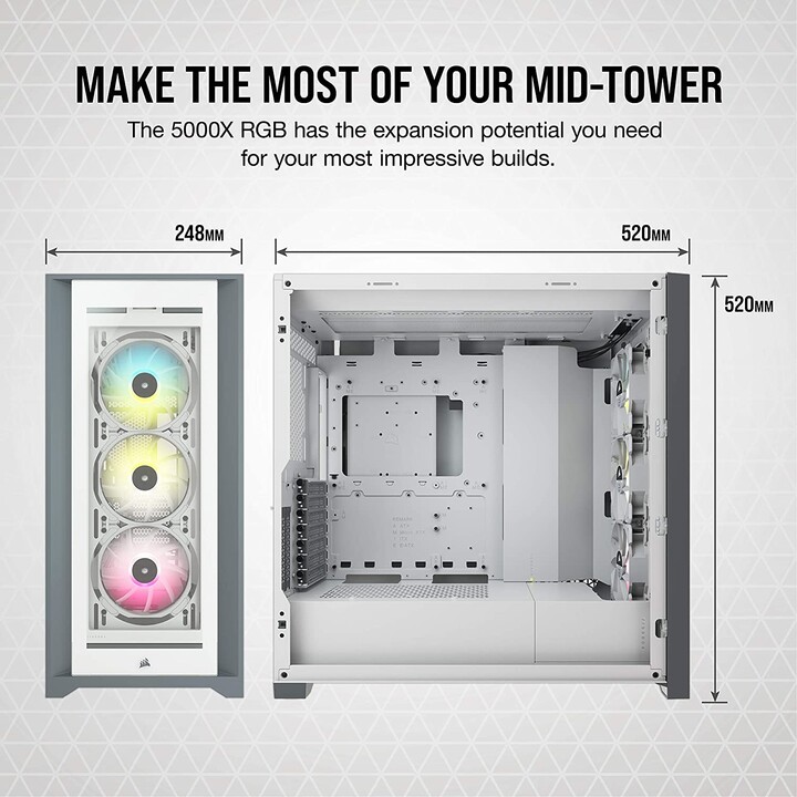 Corsair iCUE 5000X RGB Vetro temperato bianco - Case/Tower