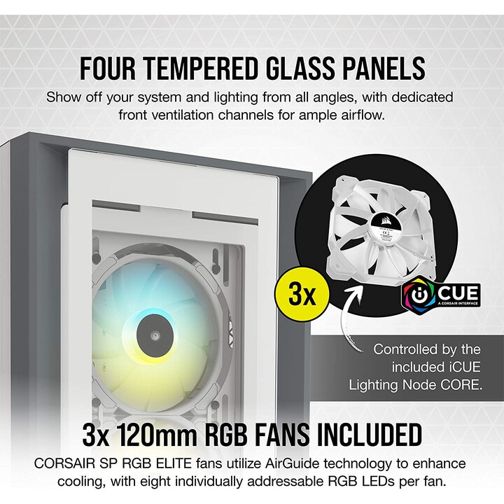 Corsair iCUE 5000X RGB Vetro temperato bianco - Case/Tower
