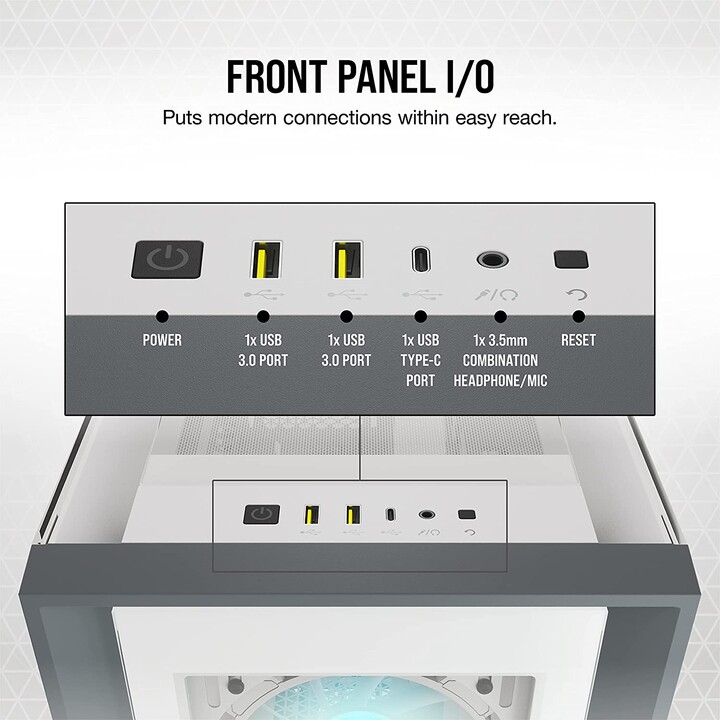 Corsair iCUE 5000X RGB Vetro temperato bianco - Case/Tower