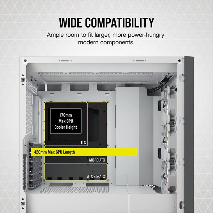 Corsair iCUE 5000X RGB Vetro temperato bianco - Case/Tower